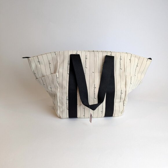 VICTORIA'S SECRET PINK LOGO STRIPED CANVAS TOTE BAG - Picture 4 of 8